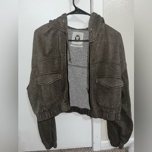 Urban Outfitters Cropped Zip Up Hoodie